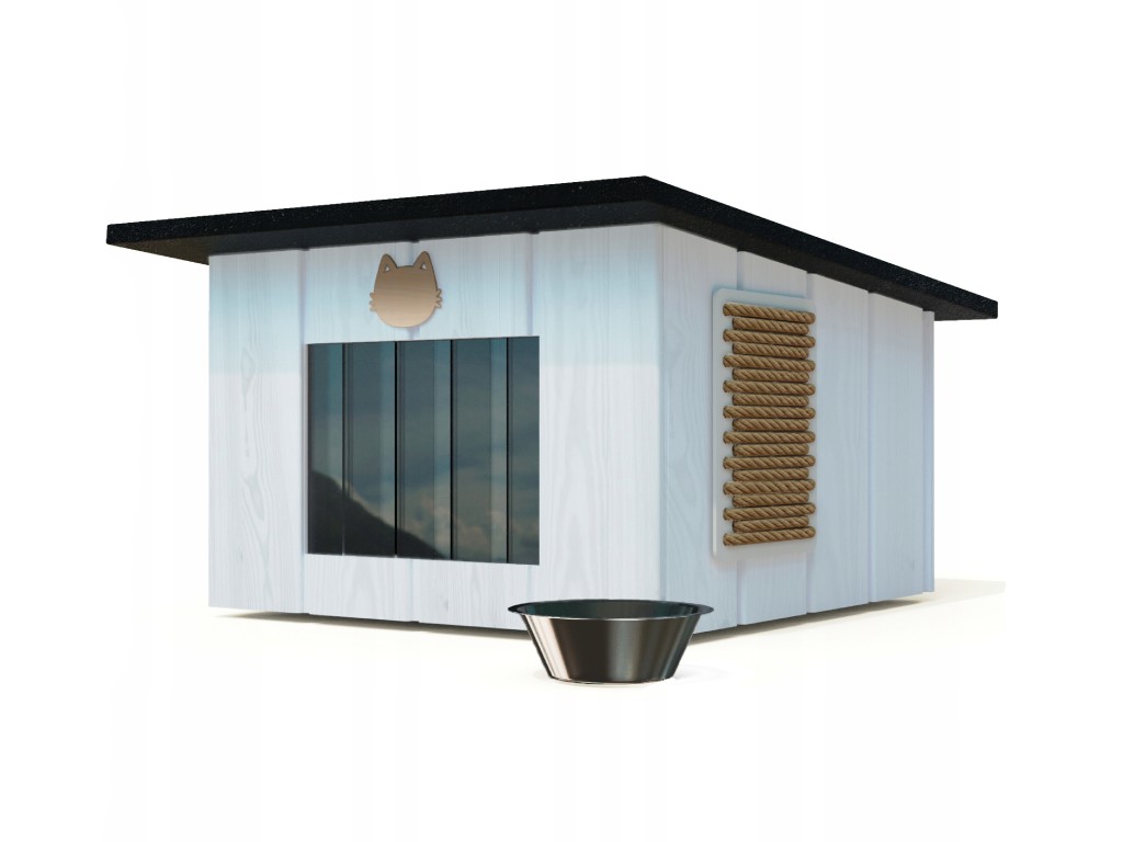 domcek-pre-macky-biely-so-skrabadlom-miska-zdarma